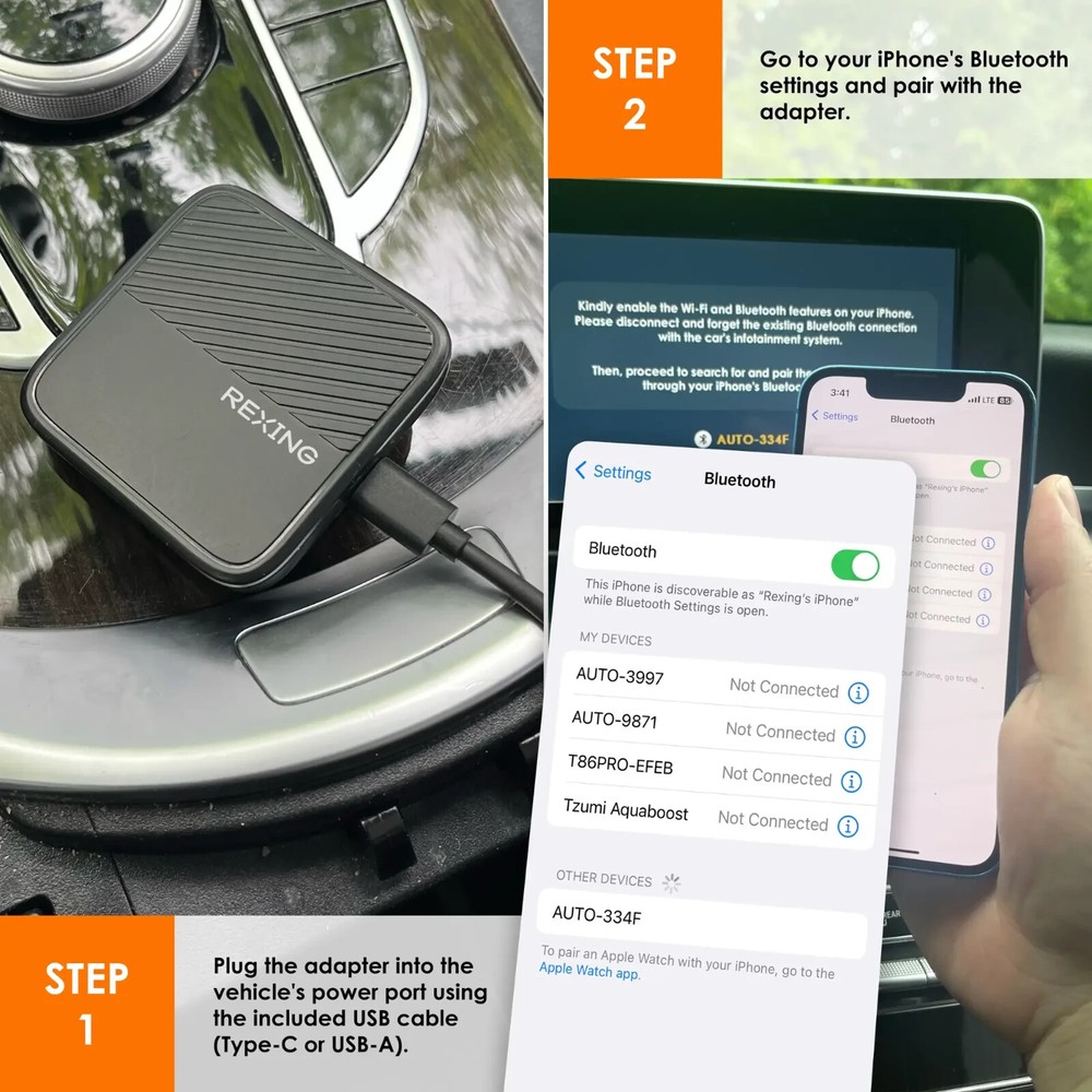 Rexing BBY-CPW-2 CPW-2 Wireless CarPlay Adapter for iPhone