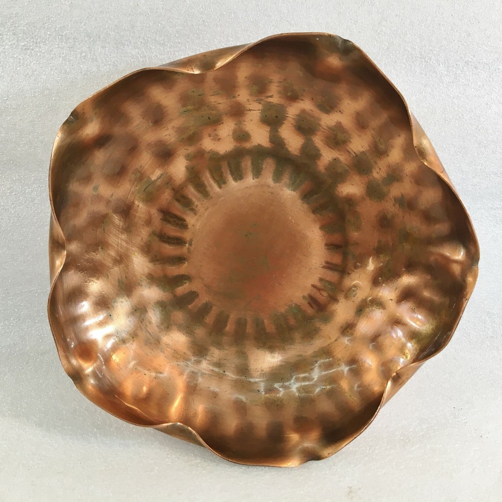 Gregorian Copper Hand Hammered Fluted Edge Bowl 313