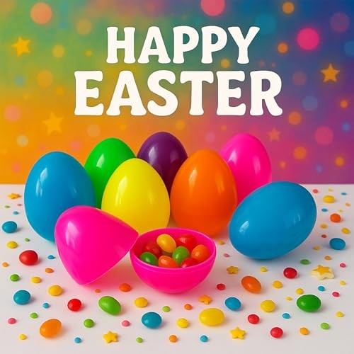 12 Pack 4.7" Large Easter Eggs, Fillable Plastic Easter Eggs in 6 Bright