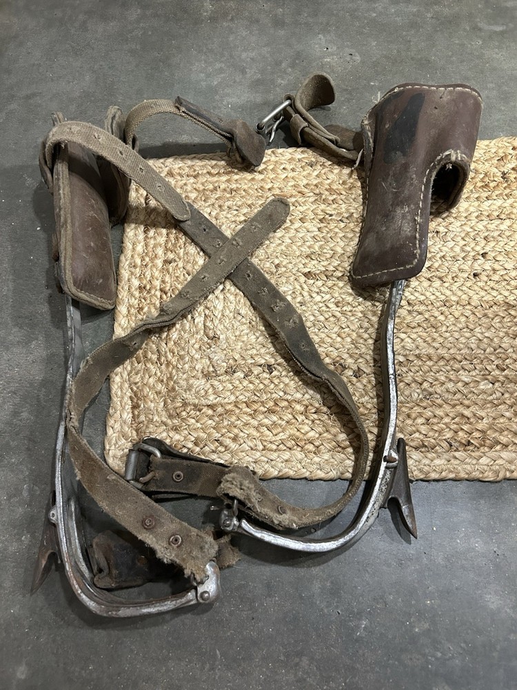 Vintage Stringer Brooks Lineman Pile Tree Climbing Gaffs