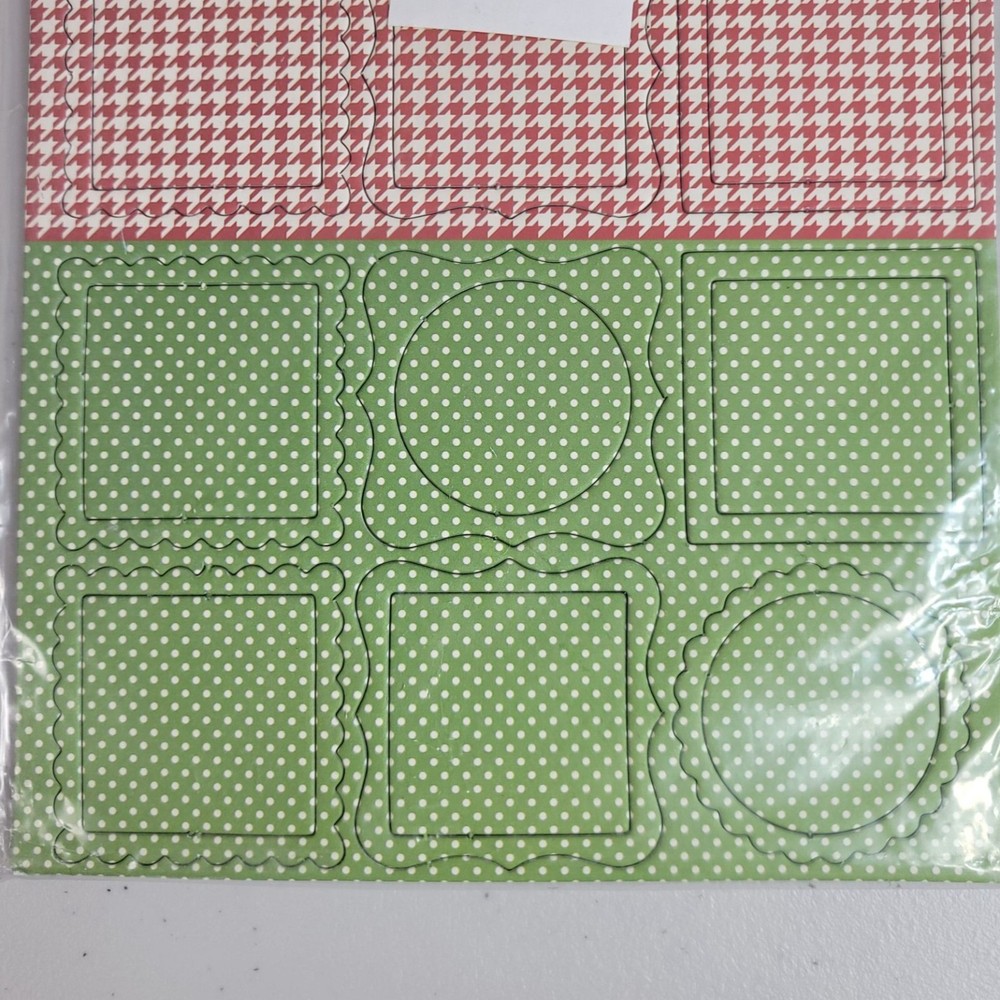 Scrapbook Card Die Cut Patterned Chipboard Houndstooth Dots Stripe 2 Sheets NEW