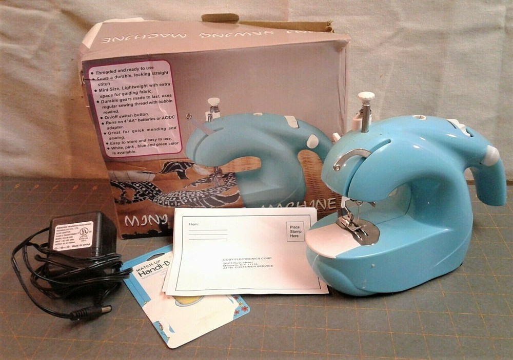 Mini Sewing Machine Blue Battery Powered