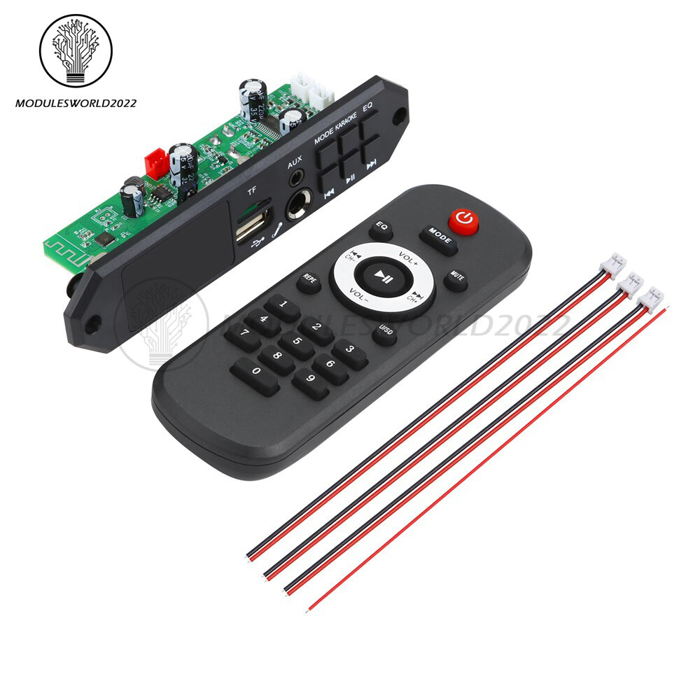 DIY MP3 Decoder Board 2*40W DC7-24V Car MP3 Player Microphone FM Radio Module
