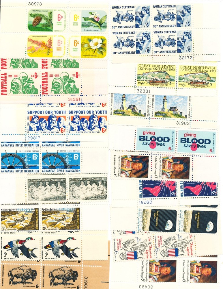 25 Diff. 6c Plate Blocks, all MNH, at Face Value!!