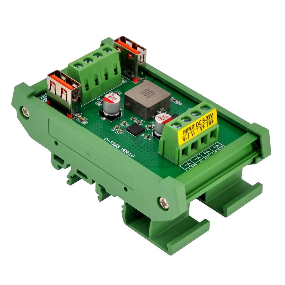 DIN Rail Mount USB DC5V 2.4/4.8Amp Buck Converter StepDown Regulator Module