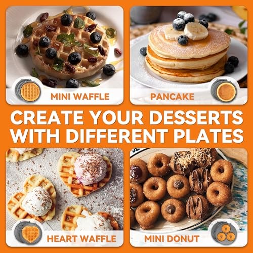 4 in 1 Waffle Maker Set: Mini Doughnut & Waffle Maker, Multi Mini Maker (Red)