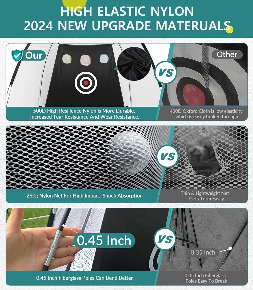 Golf Net: 10x7FT Golf Practice Net for Backyard Driving, Hitting Net with Tri...