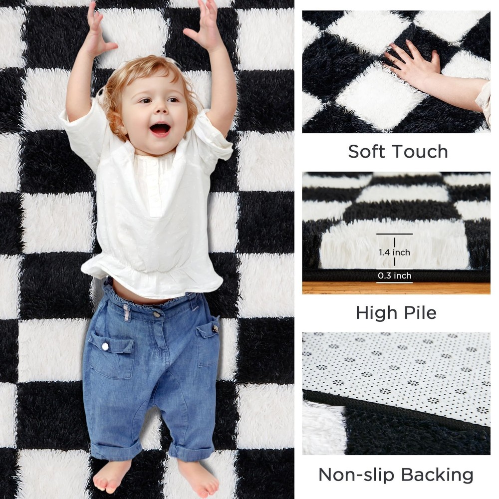 Andency 5x7 Ft Black and White Area 5' x 7' (Rectangular),