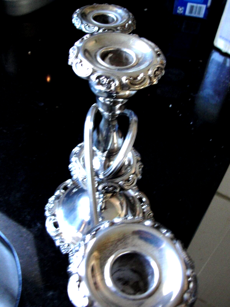 Vintage Baroque Three Candlestick Candelabra by Wallace Silver