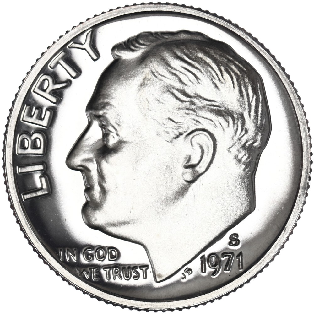 1971 S Roosevelt Dime Gem Proof CN-Clad