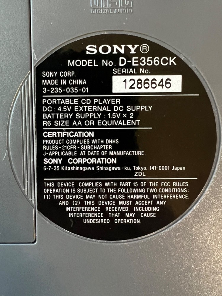 Sony Walkman D-E356CK CD Player ESP MAX Car Ready – Tested & Working