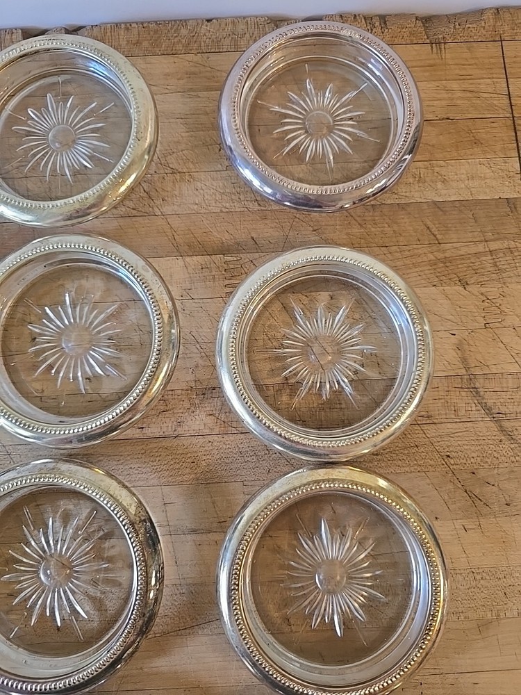 Vintage Silver Lined Coasters/ Ash Trays 12 Pieces