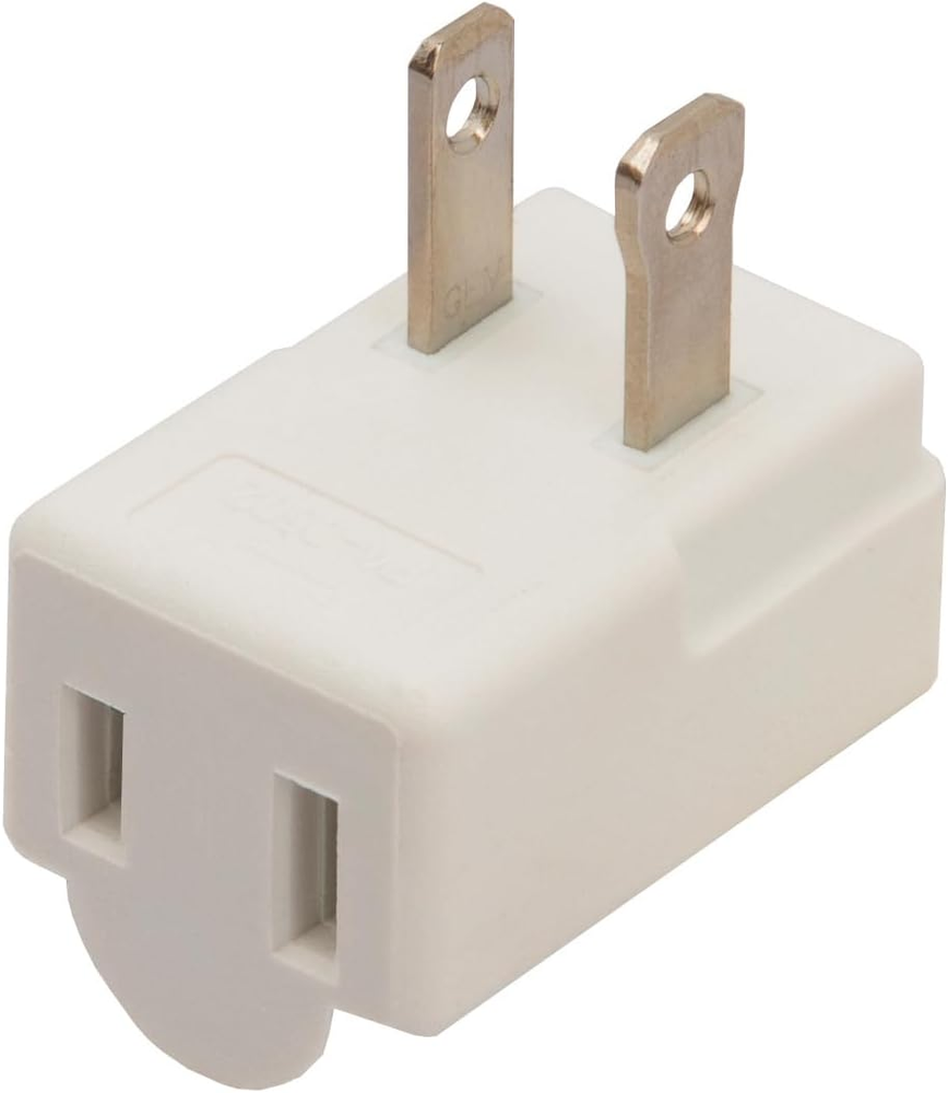 Polarized 2-Prong L Type Adapter, Vertical Right Angled down Angle AC Adapter, N