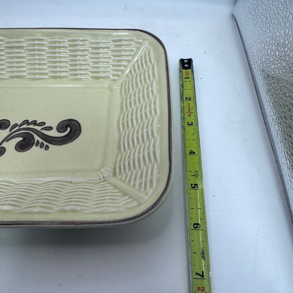Pfaltzgraff Yorktowne Stoneware Rectangular Serving Tray Basketweave 11.5x5.5