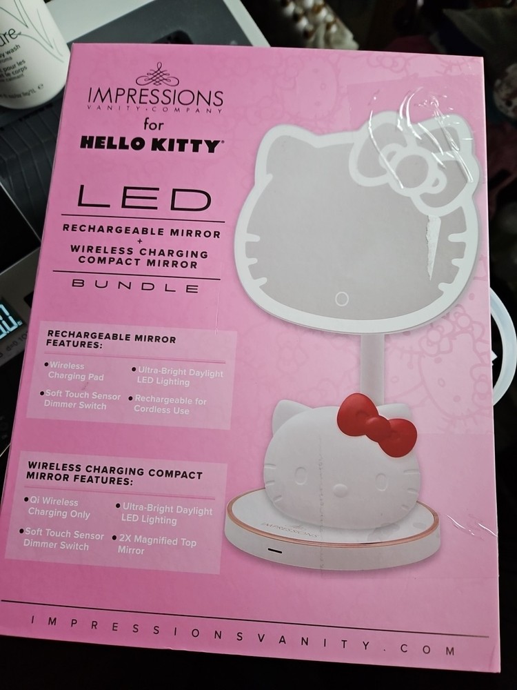 Hello Kitty LED Rechargeable Makeup Mirror and Wireless Compact LED Mirror *READ