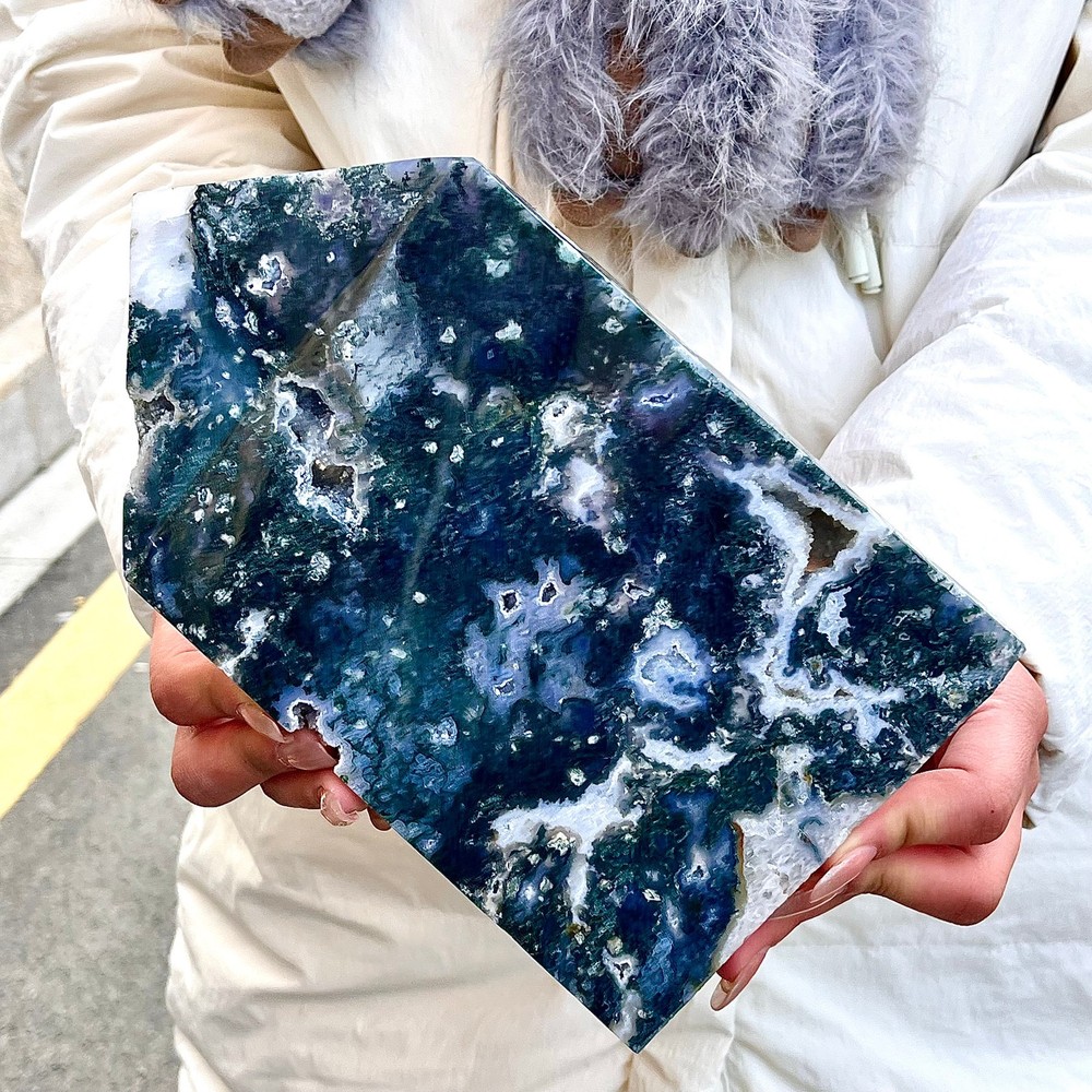 3.63LB Water grass agate wide column obelisk sample column