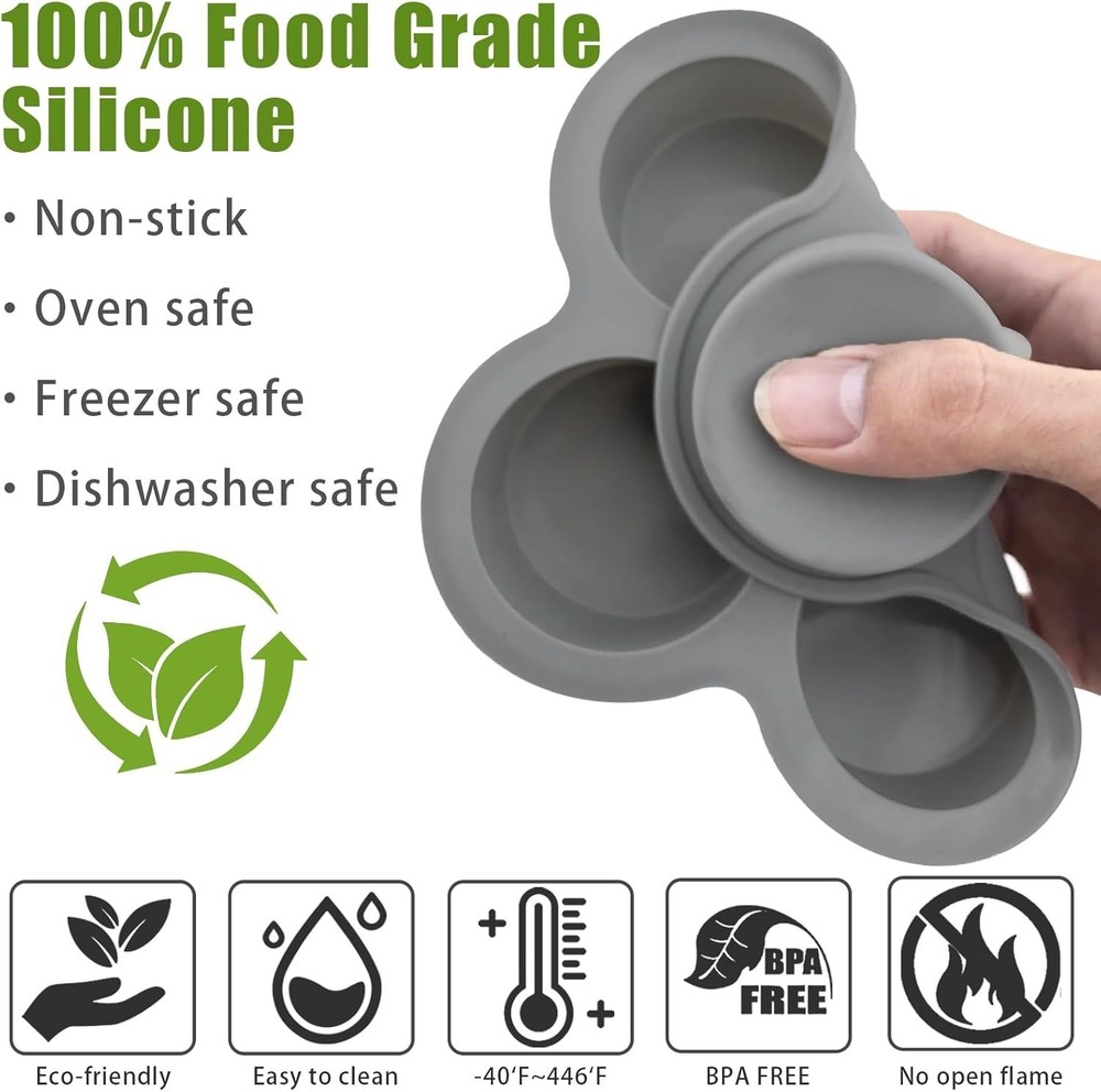 4 Cup Silicone Egg Bite Molds - Red & Gray Nonstick Baking Essentials