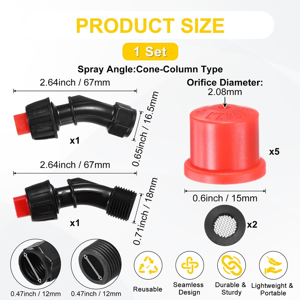 5-Pack Plastic Hollow Cone Sprayer Nozzle Tips [Red, 2.08mm Pore]