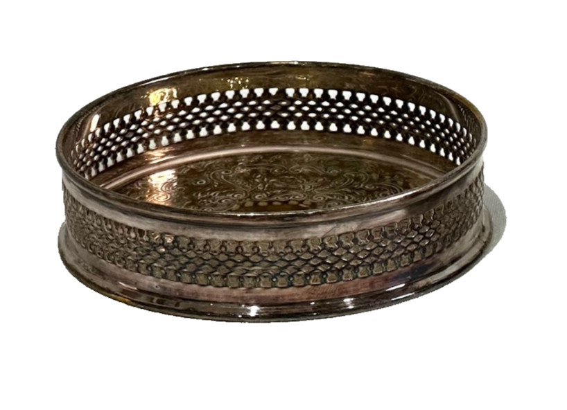 Silver Plated English Wine Bottle Coaster