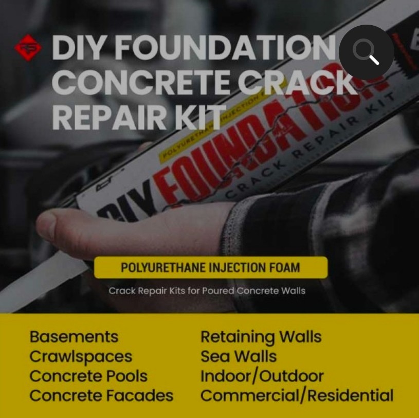 Fast Set Concrete Foundation Crack Repair Kit-Polyurethane Foam Stops Wat...