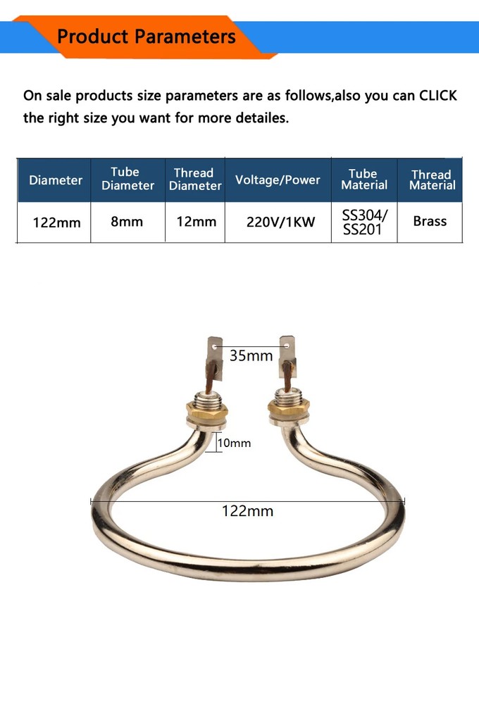 Electric Water Heating Element for Electric Barrel,Heating Tube Bucket Heater