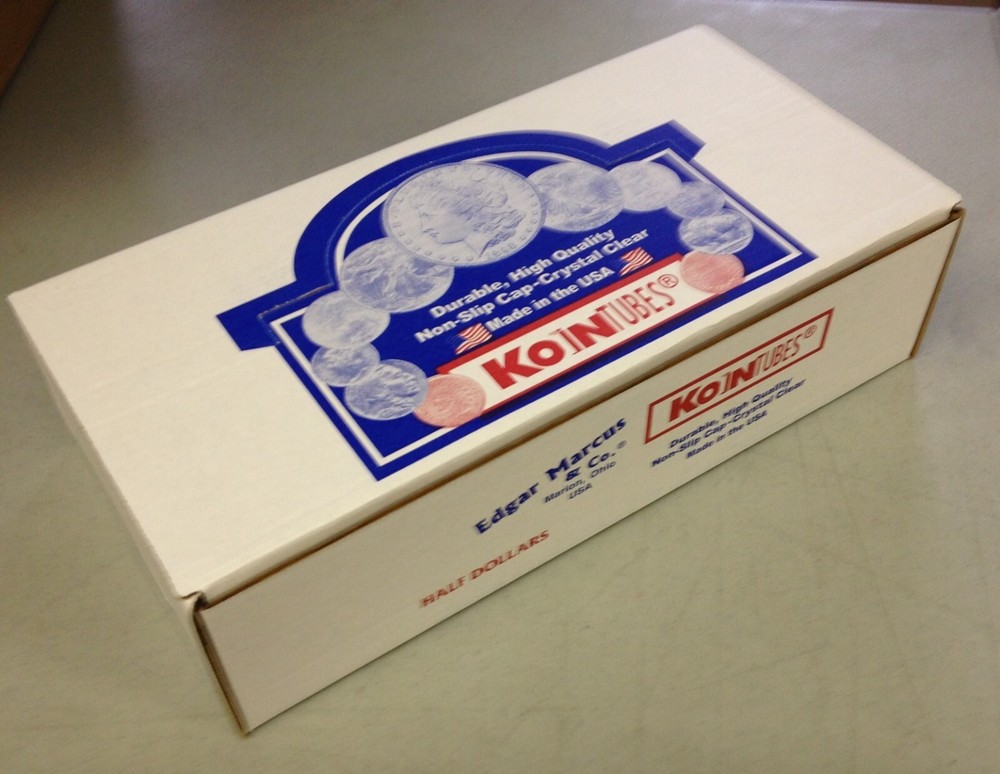 5 EMPTY Koin Half Dollar Coin Tube Boxes with inserts - NEW