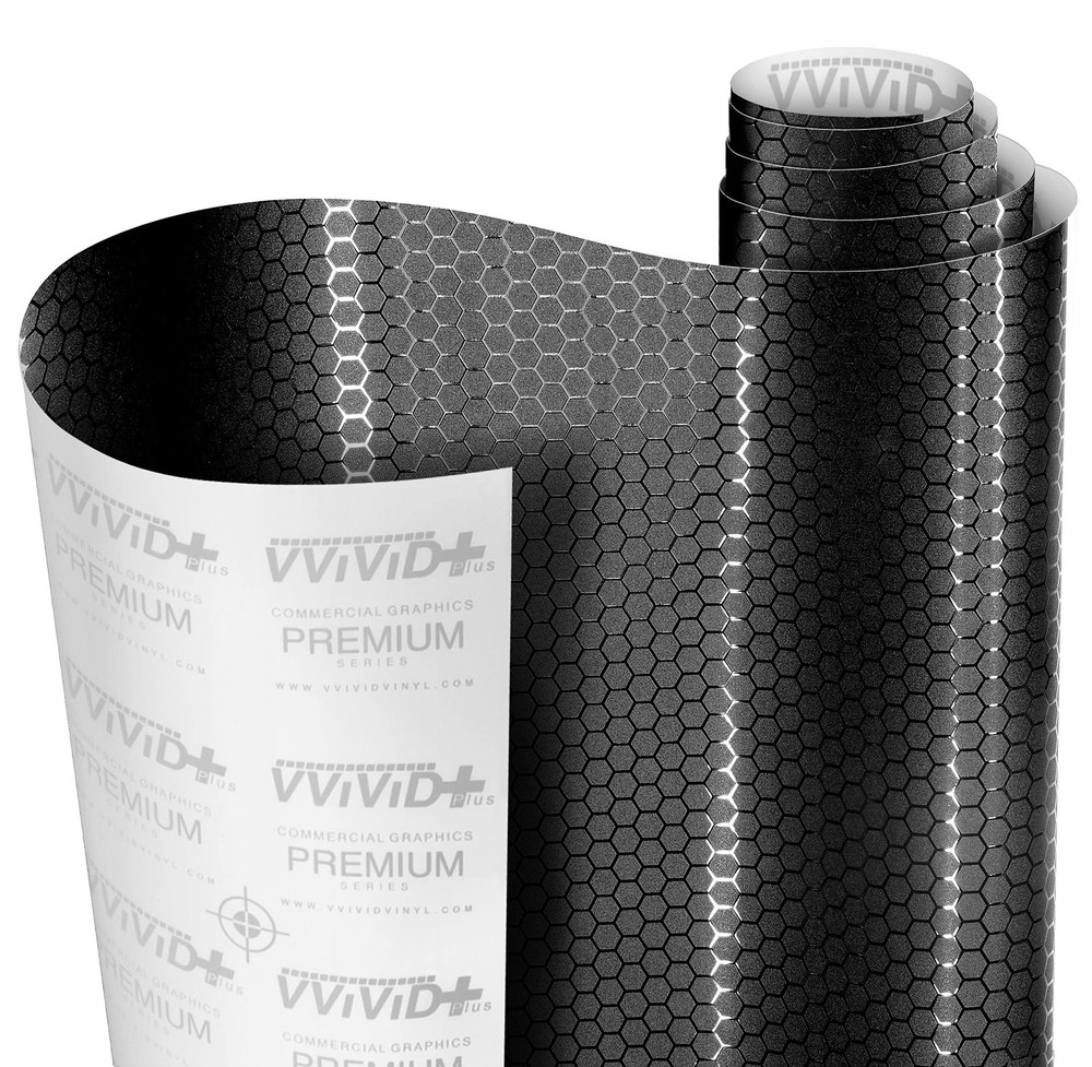 VViViD+ Honeycomb Matte Black Medium Pattern Car Wrap Vinyl 1ft x 5ft,