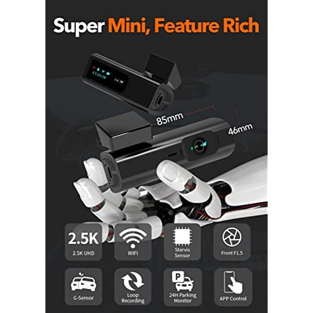 Dash Recording for with Car Camera 2.5K Cam APP Dash i03 Control Loop WOLFBOX