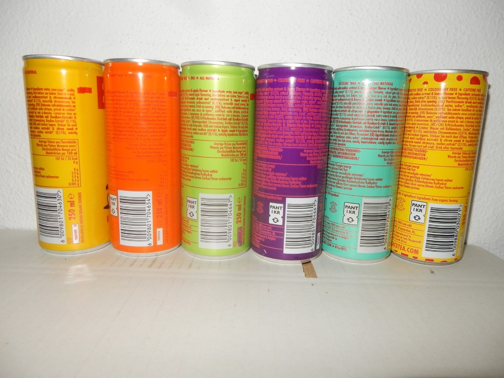 6 BOS Energy Drink Cans from HOLLAND (250ml) Empty !!