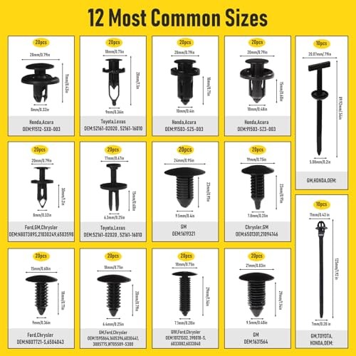 Car Bumper Retainer Clips Kit - Auto Plastic Rivets & Push Fasteners 260PCS