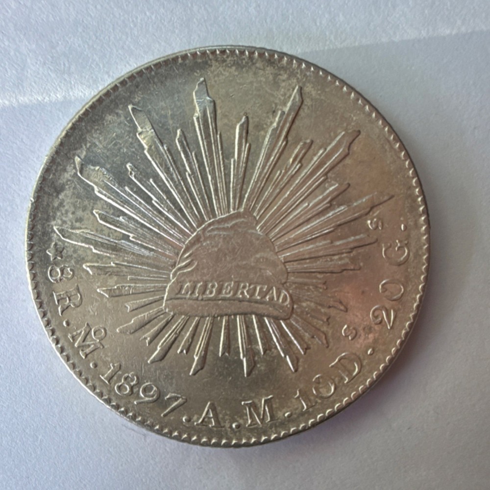 Mexico 1897 Second Republic 20 Centavos Silver Coin