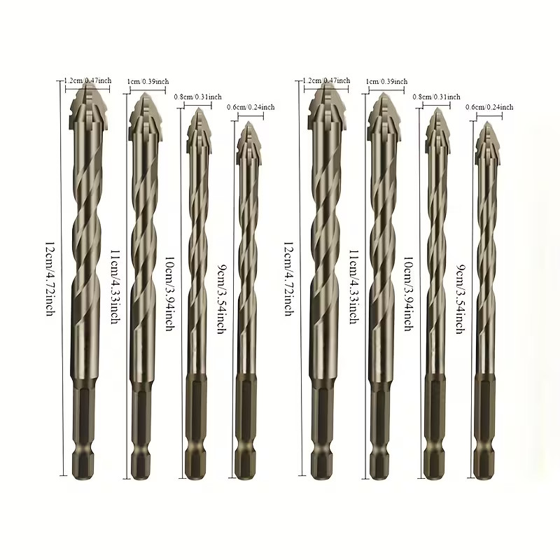Heavy Duty Cement Drill Bit Set (4/8 pieces) - Suitable for construction