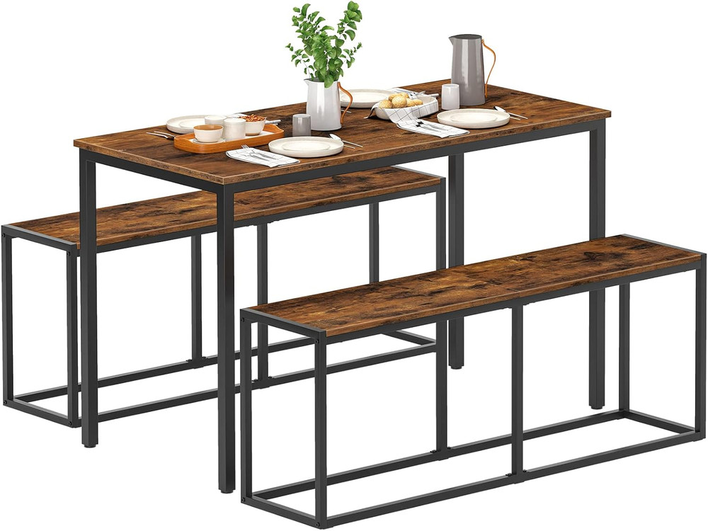 Dining Bench, 47.2 Inch Dining Table Bench, Industrial Style Kitchen Bench, Stee