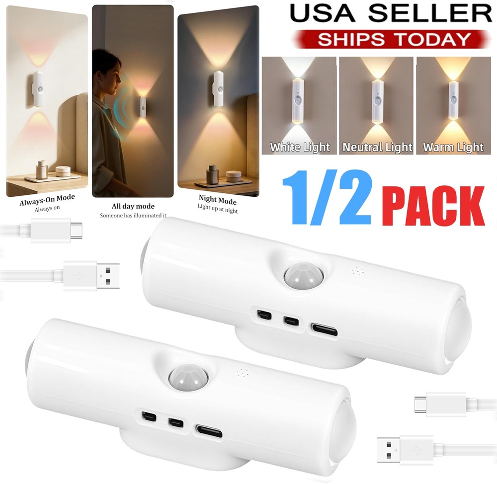 2x Rechargeable Smart LED Motion Sensor Ambient Light, Motion Sensor Night Light