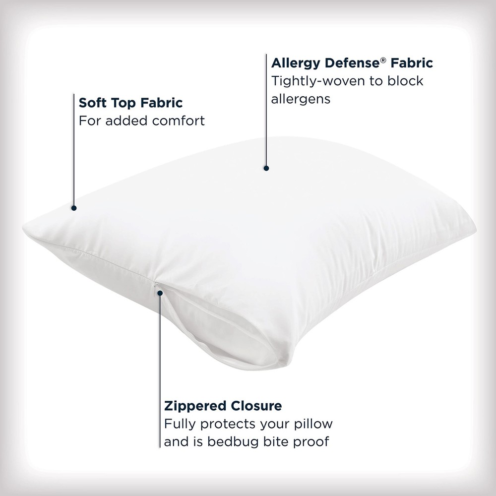 Set of 4 Standard/Queen AllerEase Pillow Protectors - Moisture Wicking, Advan...