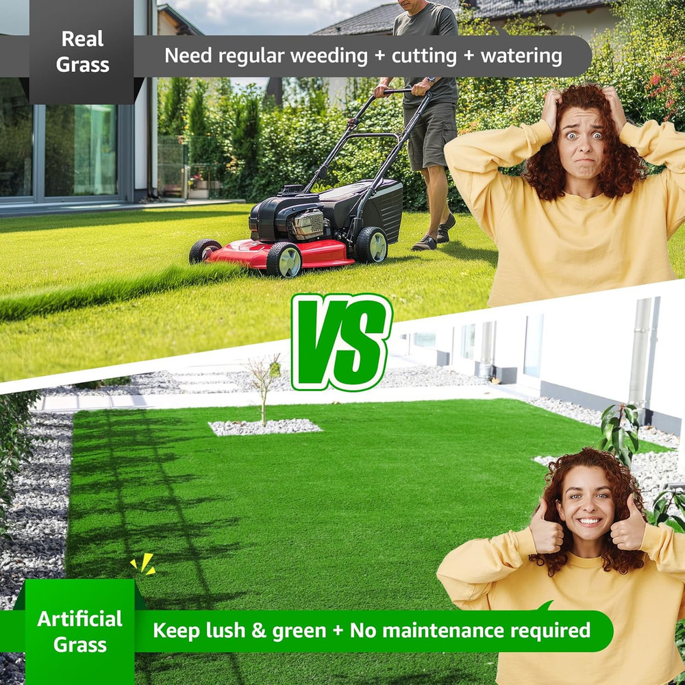 Realistic Artificial Grass Mat Customized Sizes, 6Ft X10Ft Synthetic Fake Grass