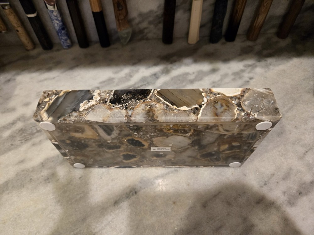 12"x6" Agate Handcrafted Serving Kitchen Bathroom Tray