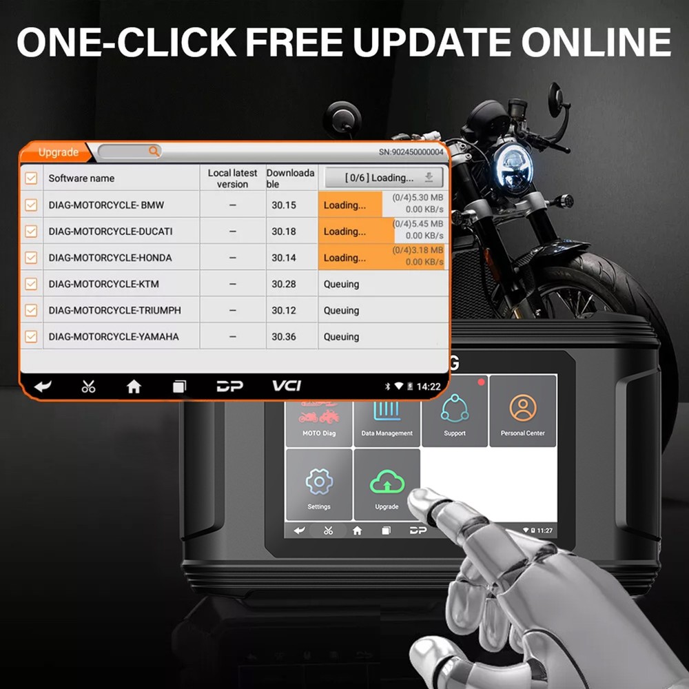 Motorcycle OBD2 Scanner All System Diagnostic Code Reader Idle Adjustment Reset