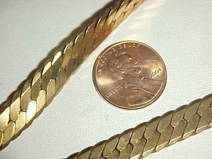 3 FEET VINTAGE SOLID BRASS HERRINGBONE POLISHED 8mm. CHAIN N103