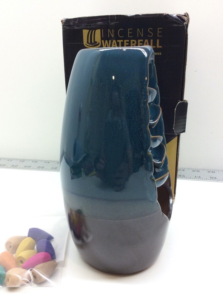Incense Waterfall Ceramic Backflow Incense Holder Burner 10 Cones Included
