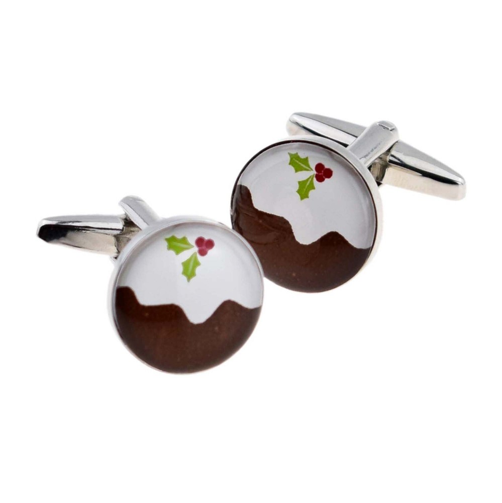 Christmas Pudding Cufflinks Presented in a Personalised Box