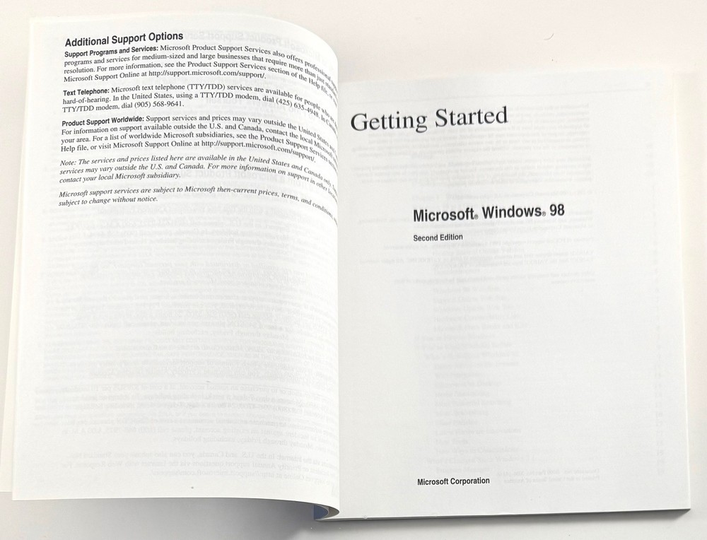 Vintage Microsoft Windows 98 Getting Started Manual Guide Book 1998