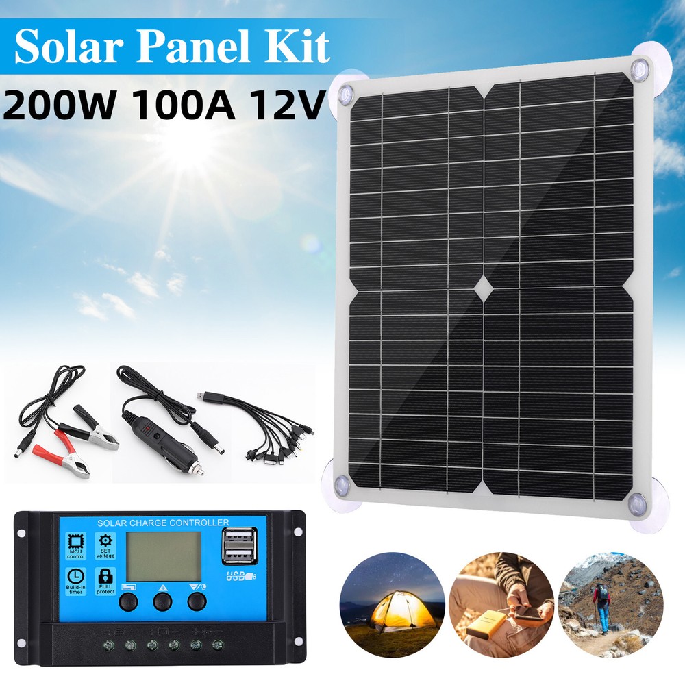 200W Solar Panel Kit 100A 12V Battery Charger With Controller For Caravan Boat