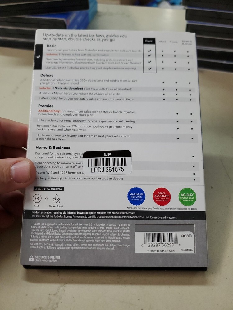 TurboTax Basic 2020 - Physical Disk/Download SEALED