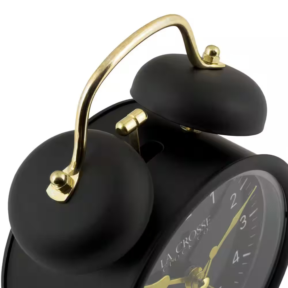 Black Twin Bell Quartz Alarm Clock