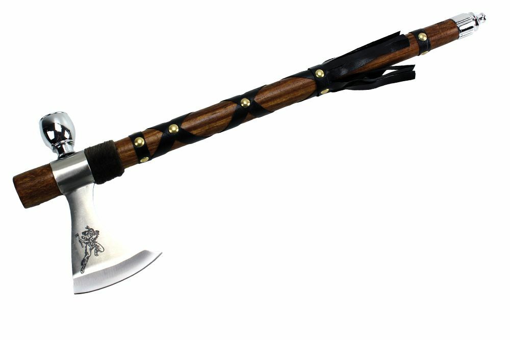 New 19" Chief Native American Tomahawk Hatchet Replica Axe Functional Peace Pipe