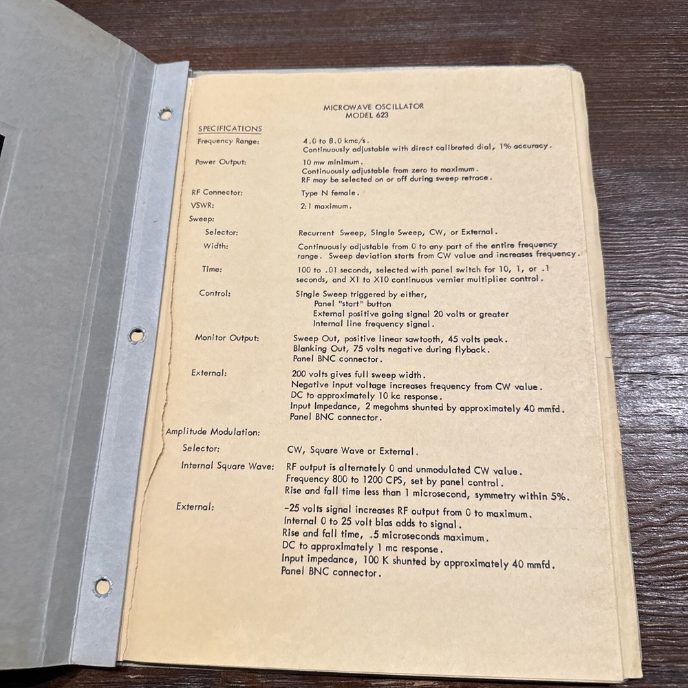 Alfred Electronics Model 623 Mircowave Oscillator Instruction
