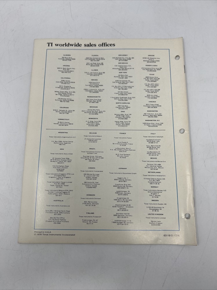 1976 Linear Circuits Cross Reference Guide From Texas Instruments TI Catalog
