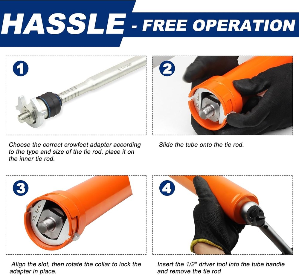Inner Tie Rod Removal Tool, Master Tool Set with 12 Crowfoot...