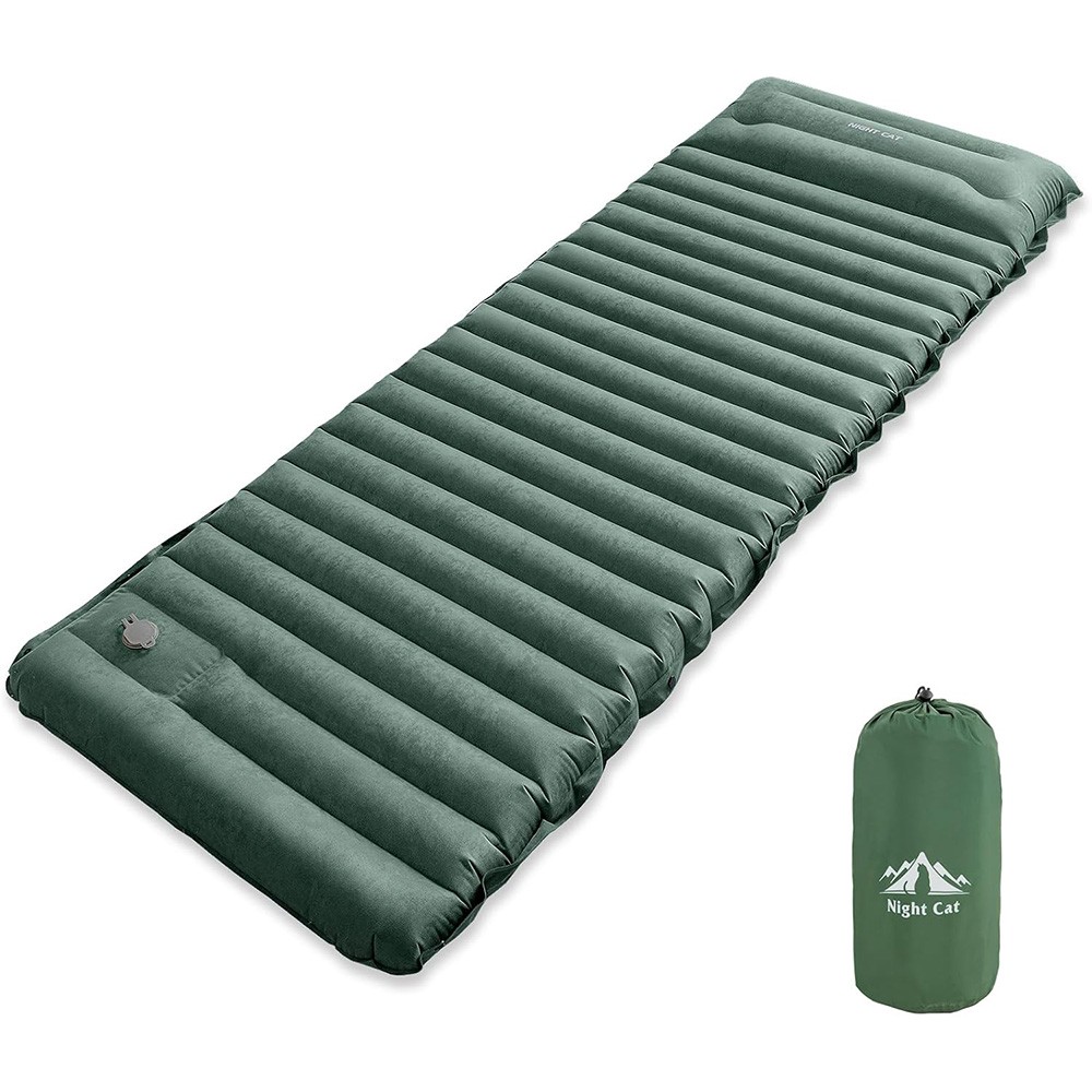 Camping Sleeping Pad 5" in Extra Thickness Inflatable Sleeping Mat Green
